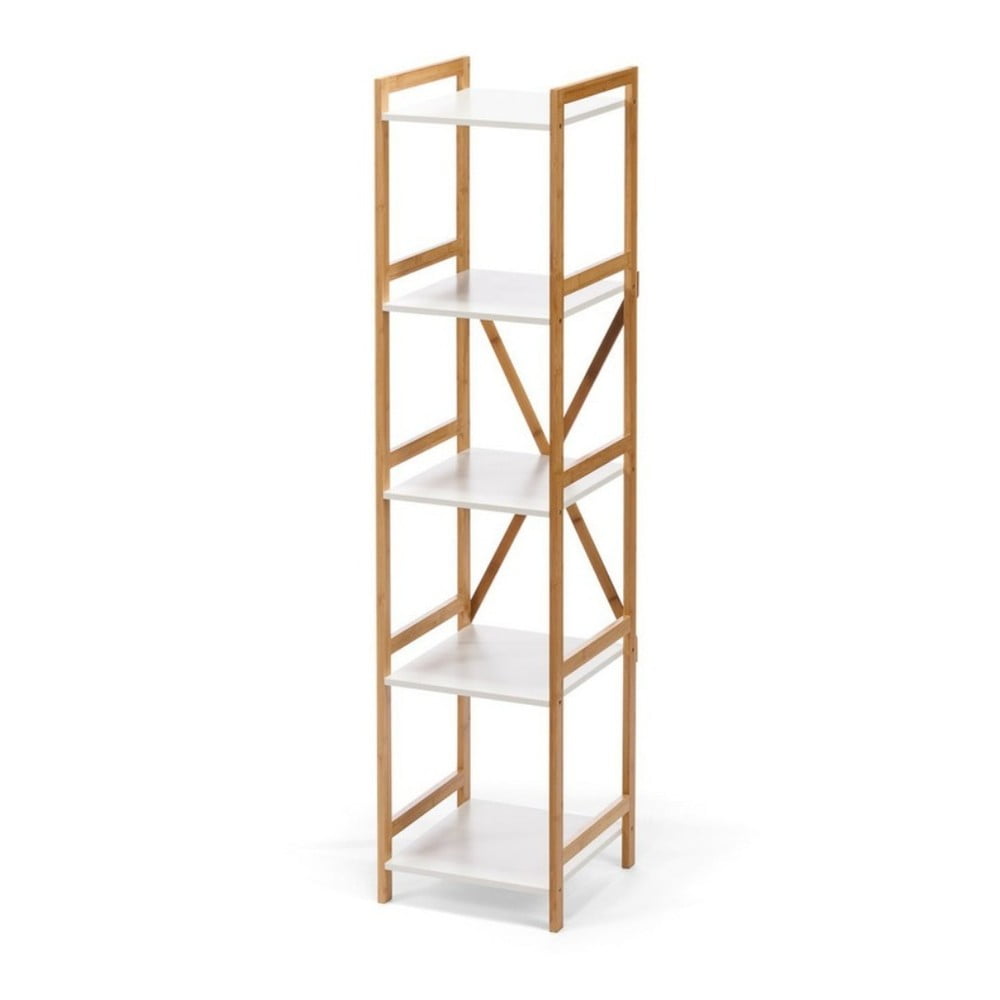 E-shop Biely úzky päťposchodový regál s bambusovou konštrukciou Bonami Essentials Lora