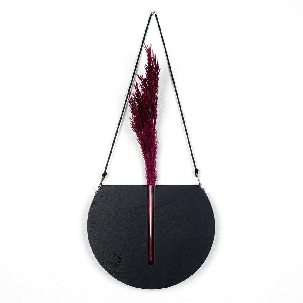 E-shop Drevená nástenná váza v čiernej farbe Kate Louise Black Flowerpot II.
