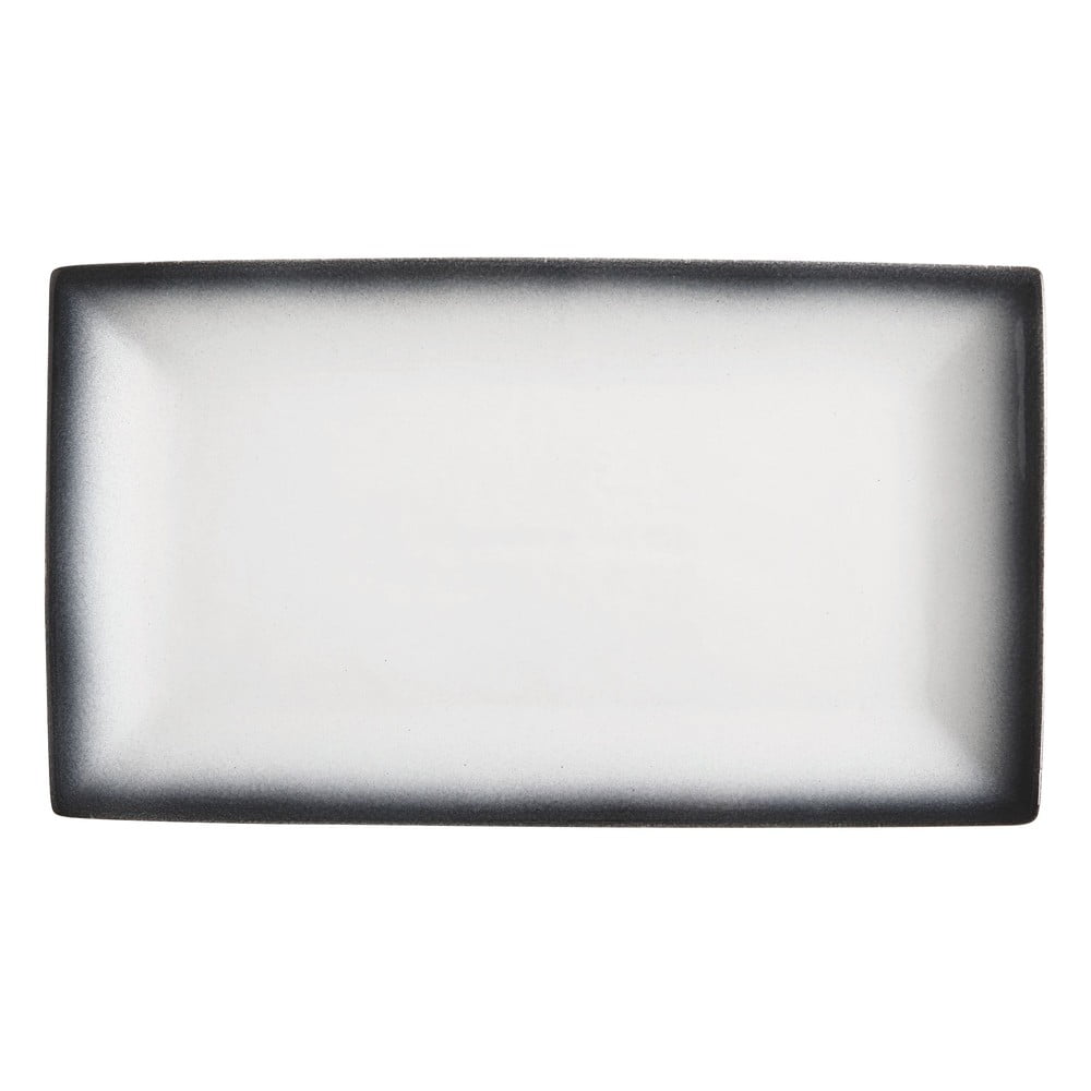 E-shop Bielo-čierny keramický tanier Maxwell & Williams Caviar, 34,5 x 19,5 cm