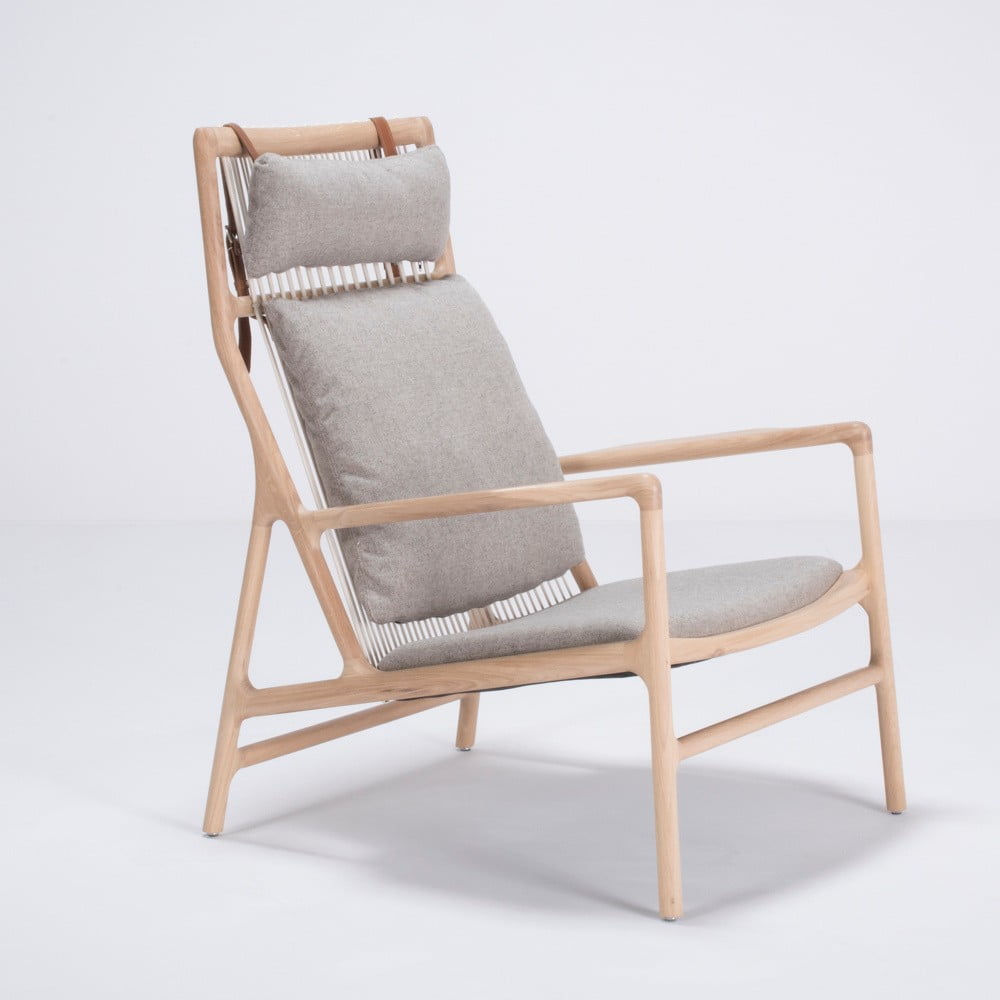 E-shop Kreslo s konštrukciou z dubového dreva so sivým textilným sedadlom Gazzda Dedo