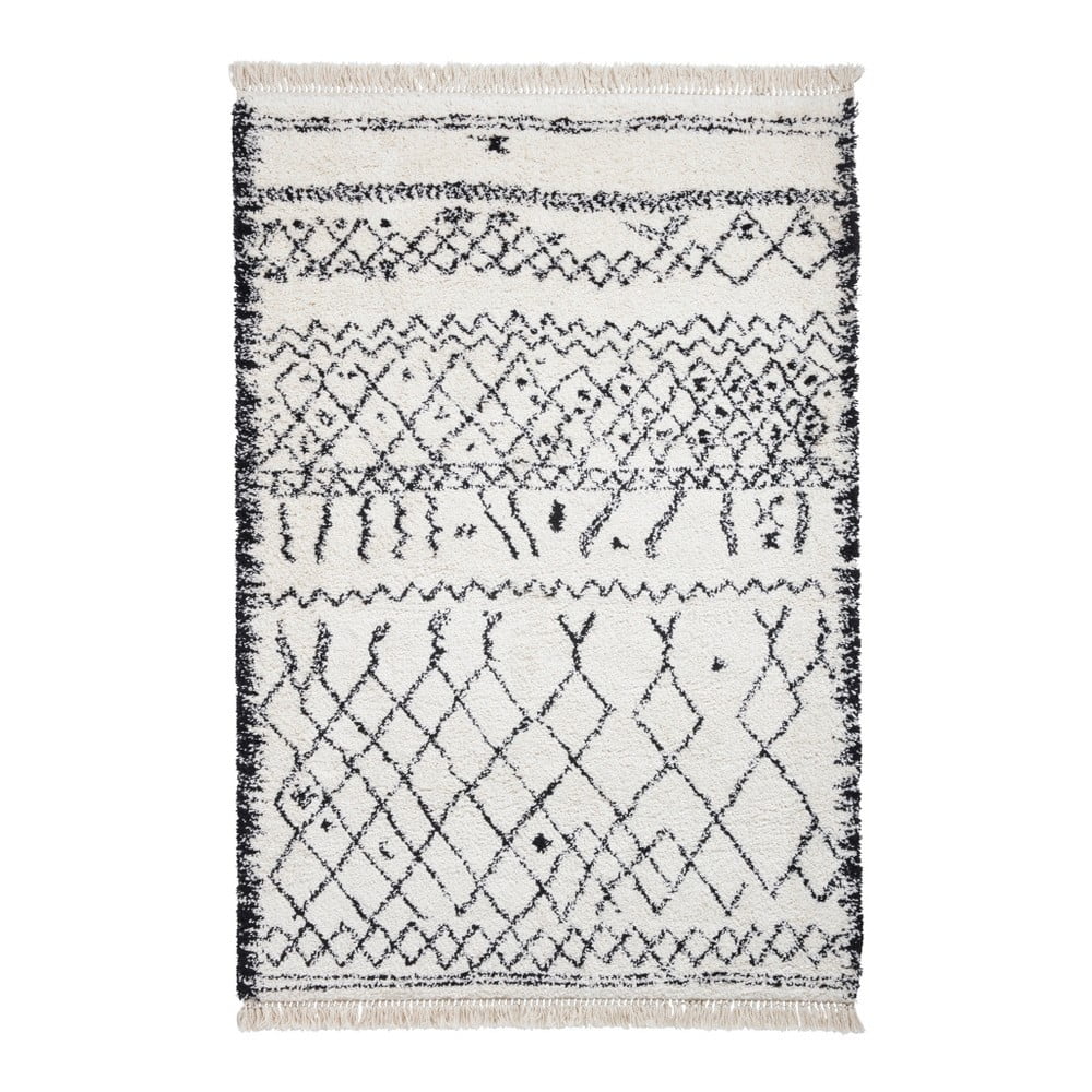 E-shop Bielo-čierny koberec Think Rugs Boho Lami Black & White, 160 × 230 cm