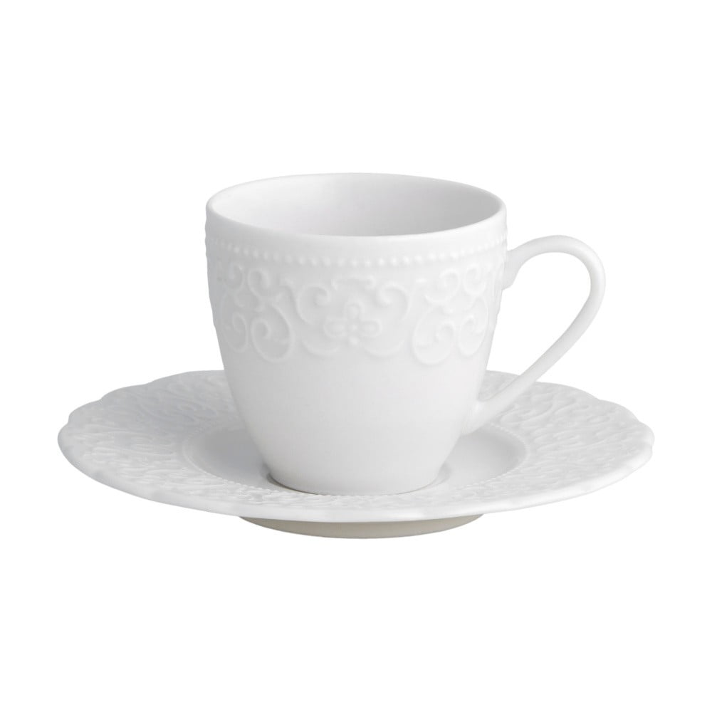 E-shop Biela porcelánová šálka s tanierikom Brandani Gran Gala, 90 ml
