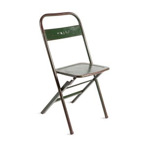 Zelená skladacia ručne vyrábaná stolička z recyklovaného kovu RGE Mash
