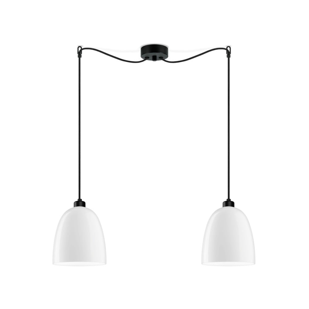 E-shop Biele dvojité lesklé stropné svietidlo s čiernym káblom Sotto Luce Awa