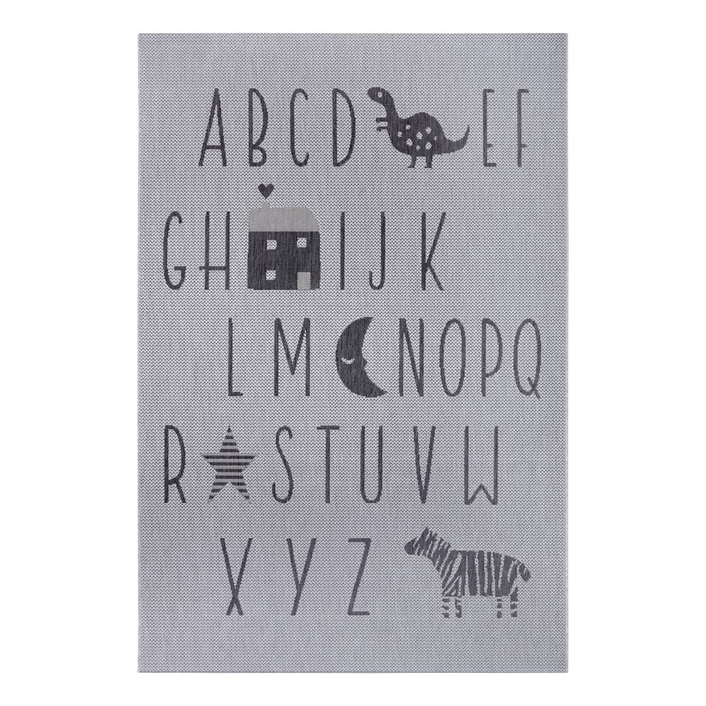 E-shop Sivý detský koberec Ragami Letters, 80 x 150 cm
