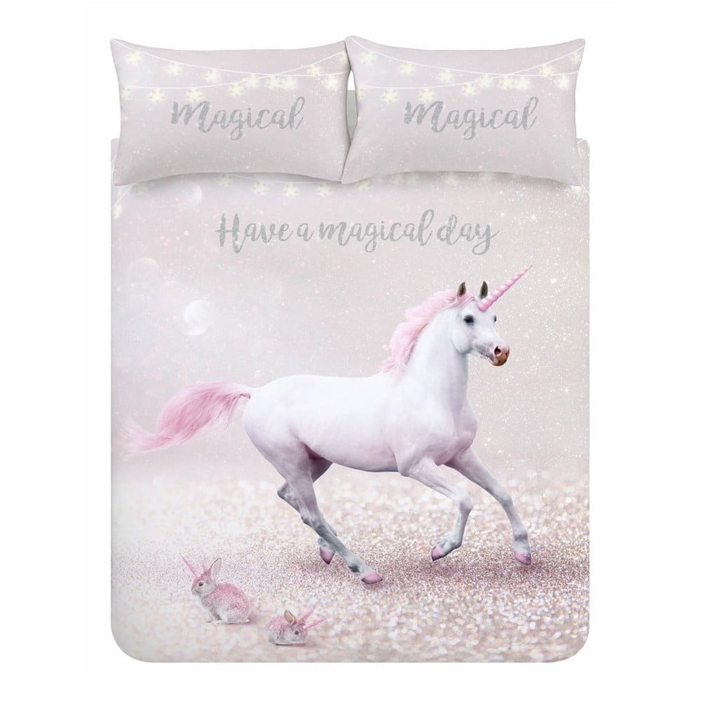 E-shop Ružovo-fialové obliečky Catherine Lansfield Echanted Unicorn, 135 x 200 cm