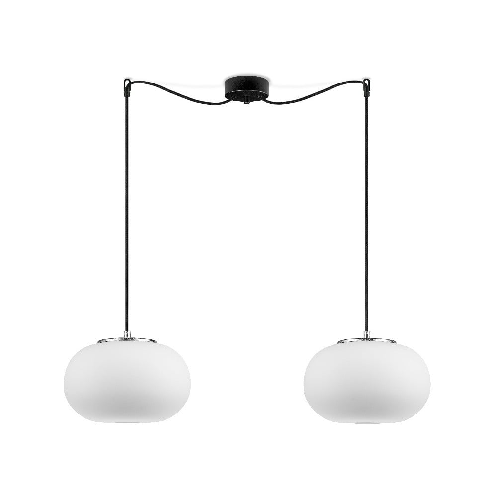 E-shop Biele závesné svietidlo s 2 tienidlami a s objímkou v striebornej farbe Sotto Luce DOsI