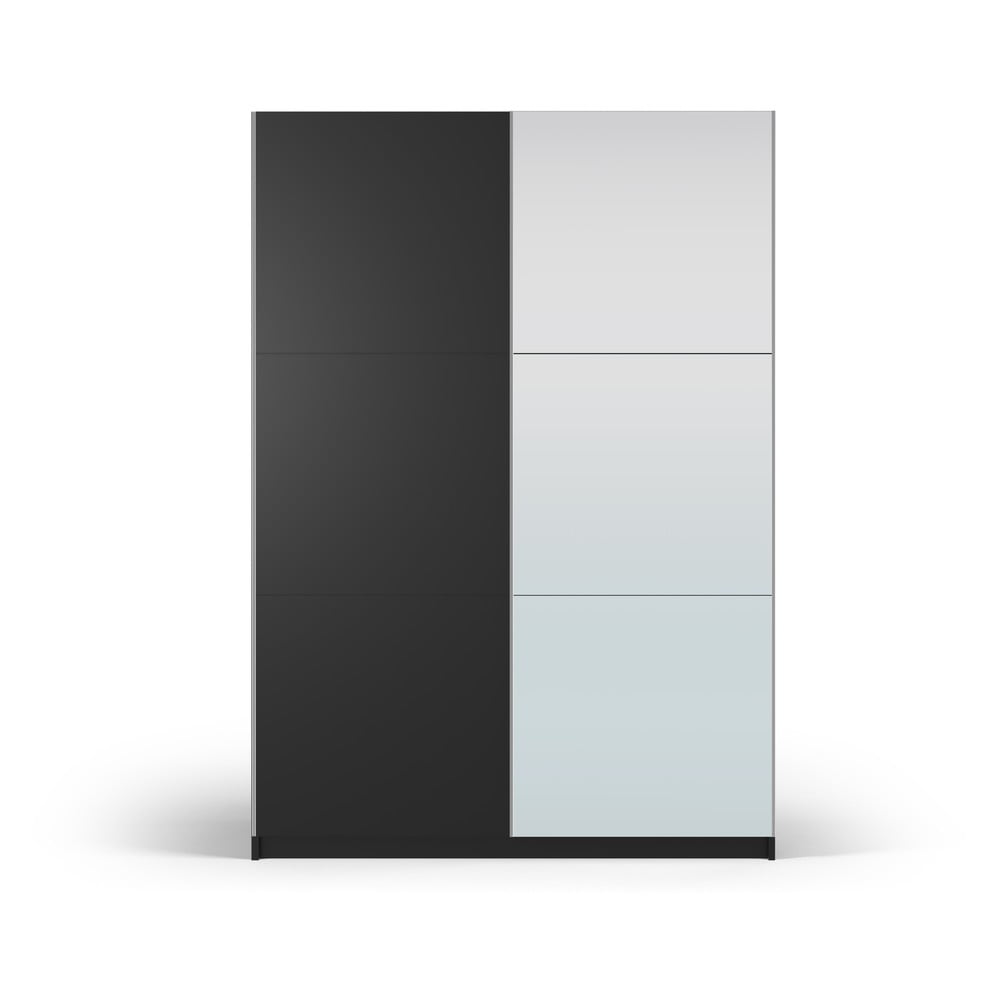 E-shop Čierna šatníková skriňa so zrkadlom a s posuvnými dverami 151x215 cm Lisburn - Cosmopolitan Design