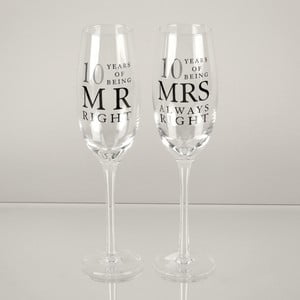 Sada 2 pohárov na šampanské k 10. výročiu Amore Mrs. Always Right, 180 ml