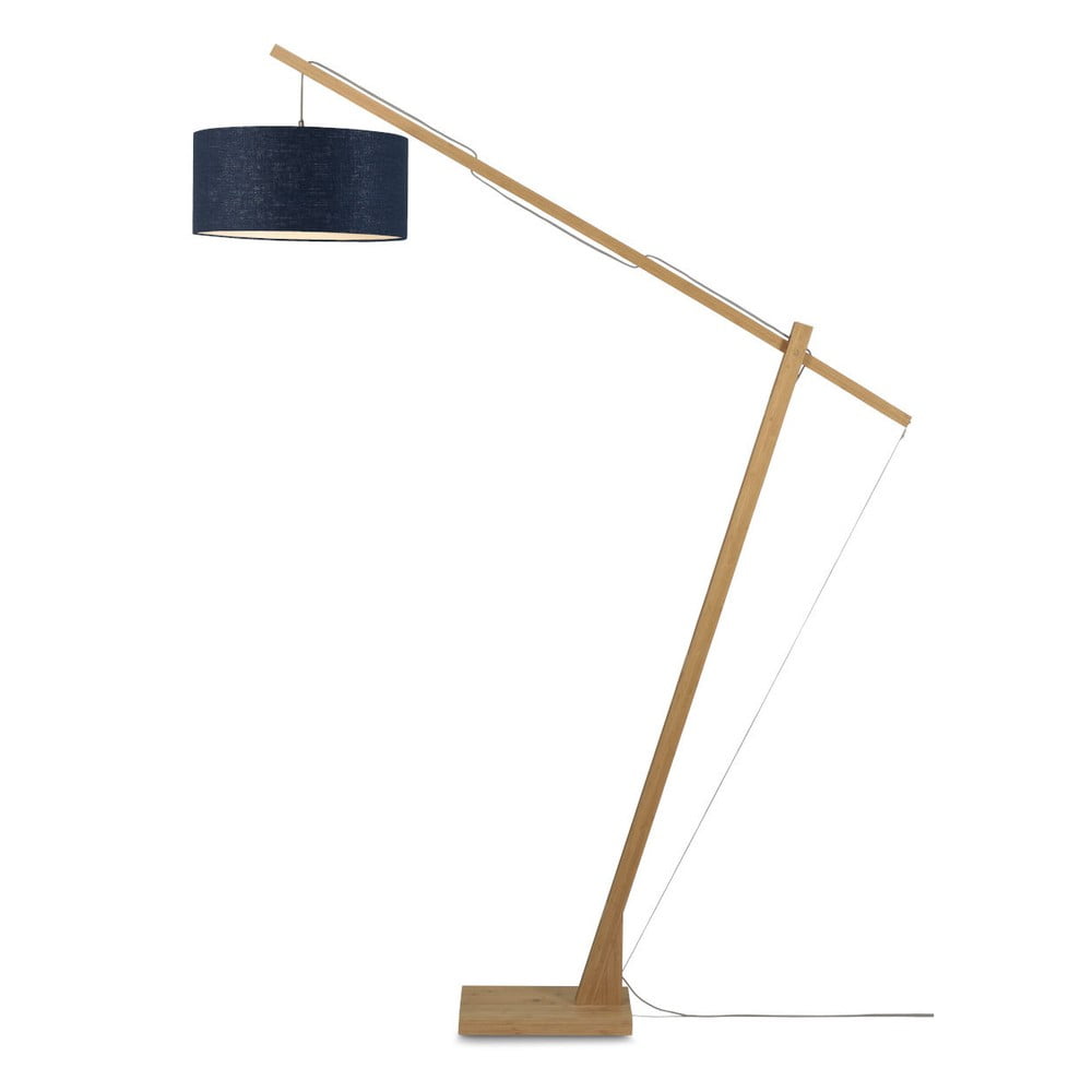 E-shop Stojacia lampa s tmavomodrým tienidlom a konštrukciou z bambusu Good&Mojo Montblanc