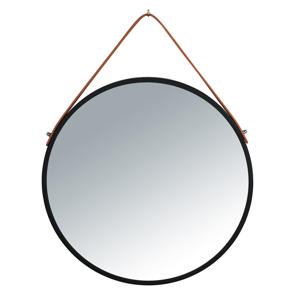 E-shop Čierne závesné zrkadlo Wenko Borrone, ø 40 cm