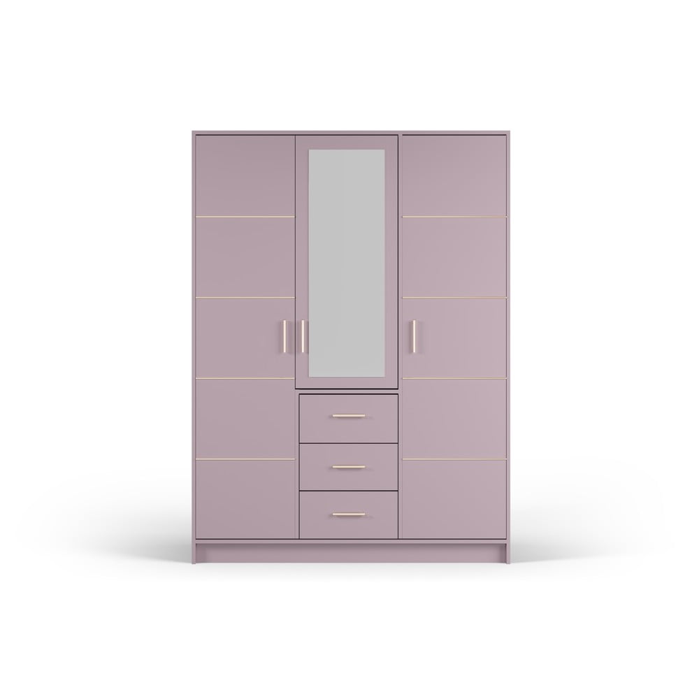 E-shop Ružová šatníková skriňa so zrkadlom 147x200 cm Burren - Cosmopolitan Design