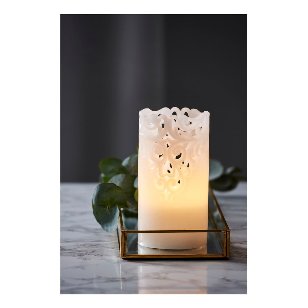 E-shop Biela vosková LED sviečka Star Trading Clary, výška 15 cm