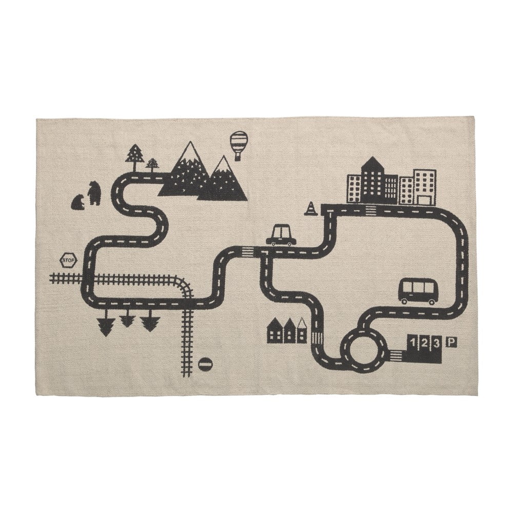 E-shop Béžovo-čierny detský koberec z organickej bavlny Kave Home Nisi, 75 x 120 cm