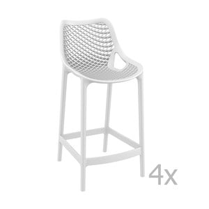 Sada 4 bielych barových stoličiek Resol Grid, výška 65 cm