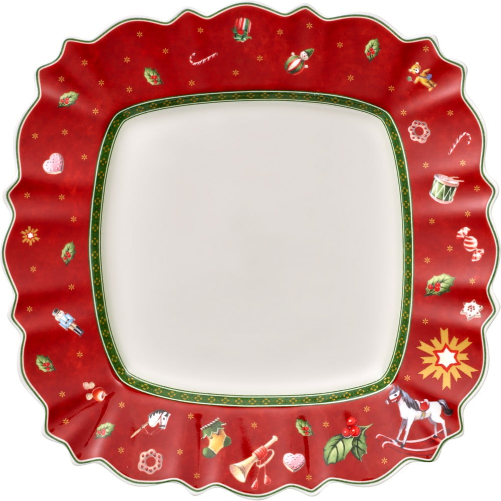 E-shop Červený porcelánový tanier s vianočným motívom Villeroy & Boch, 28 x 28 cm