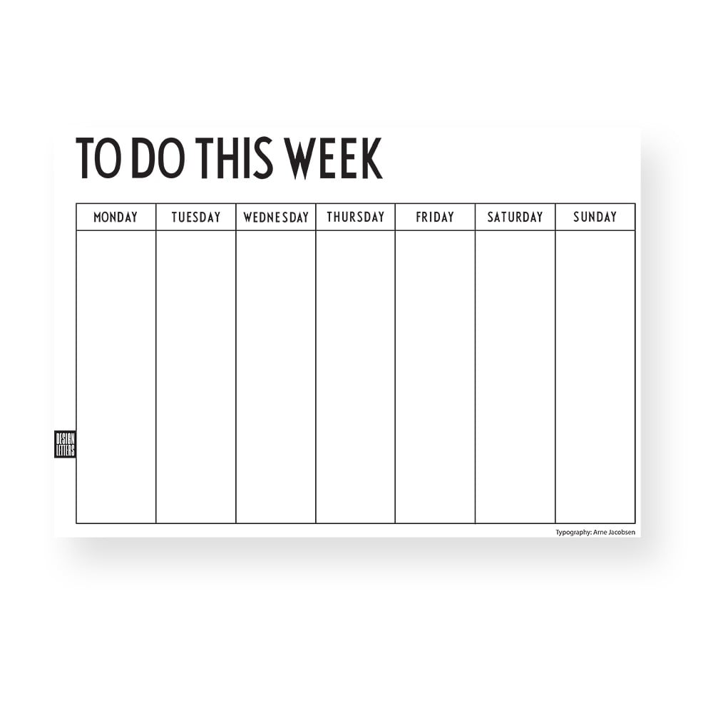 E-shop Biely týždenný plánovač Design Letters Weekly