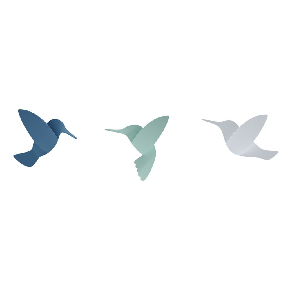 E-shop Sada 3 modrých 3D nástenných samolepiek Umbra Hummingbird