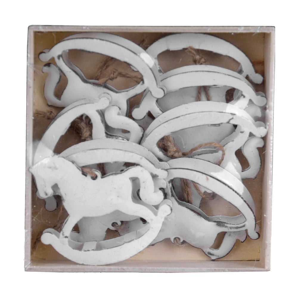 E-shop Súprava 8 bielych závesných dekorácií s koňom Ego Dekor