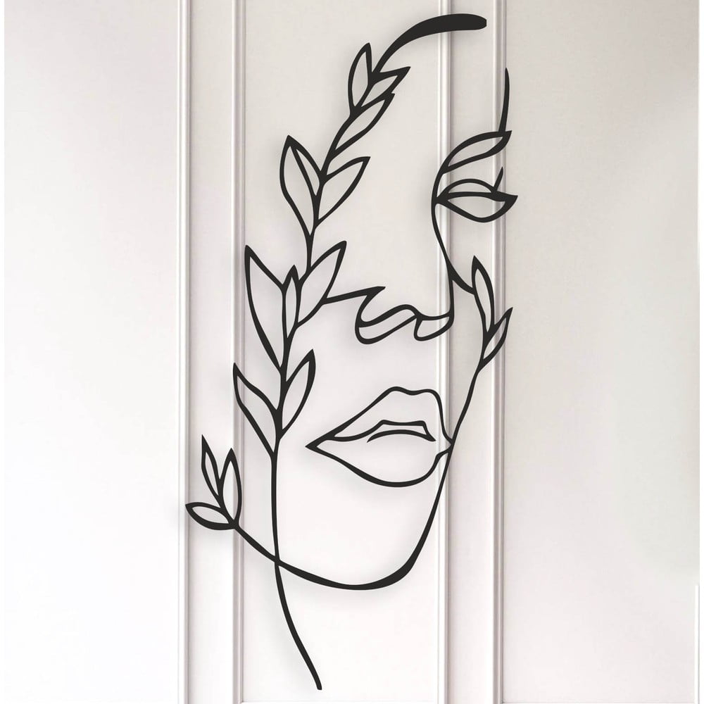 E-shop Čierna kovová nástenná dekorácia Kate Louise Face
