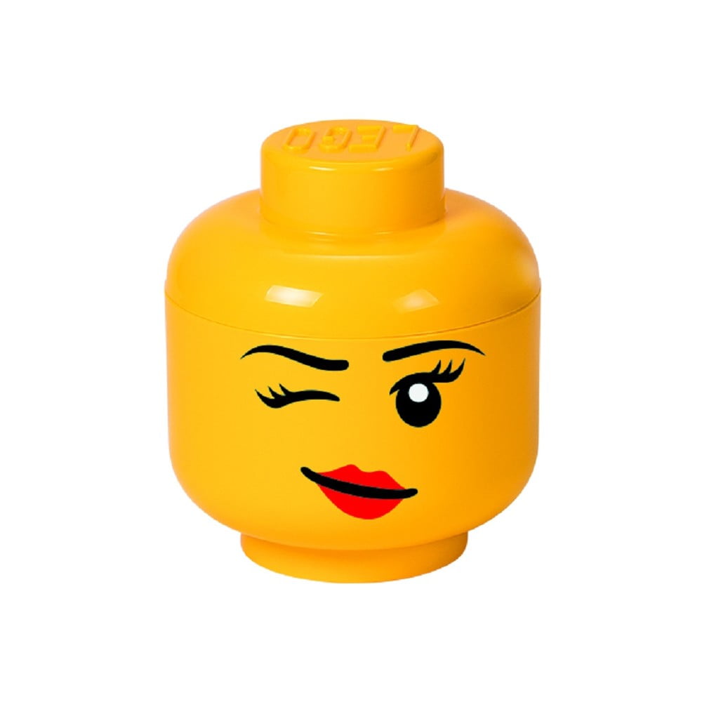 E-shop Žltý úložný box v tvare hlavy LEGO® Winky, ⌀ 16,3 cm