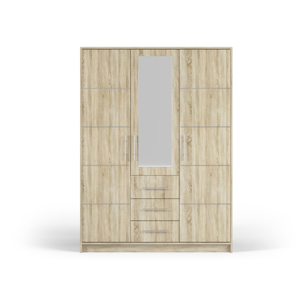 E-shop Šatníková skriňa v dekore duba so zrkadlom 147x200 cm Derry - Cosmopolitan Design