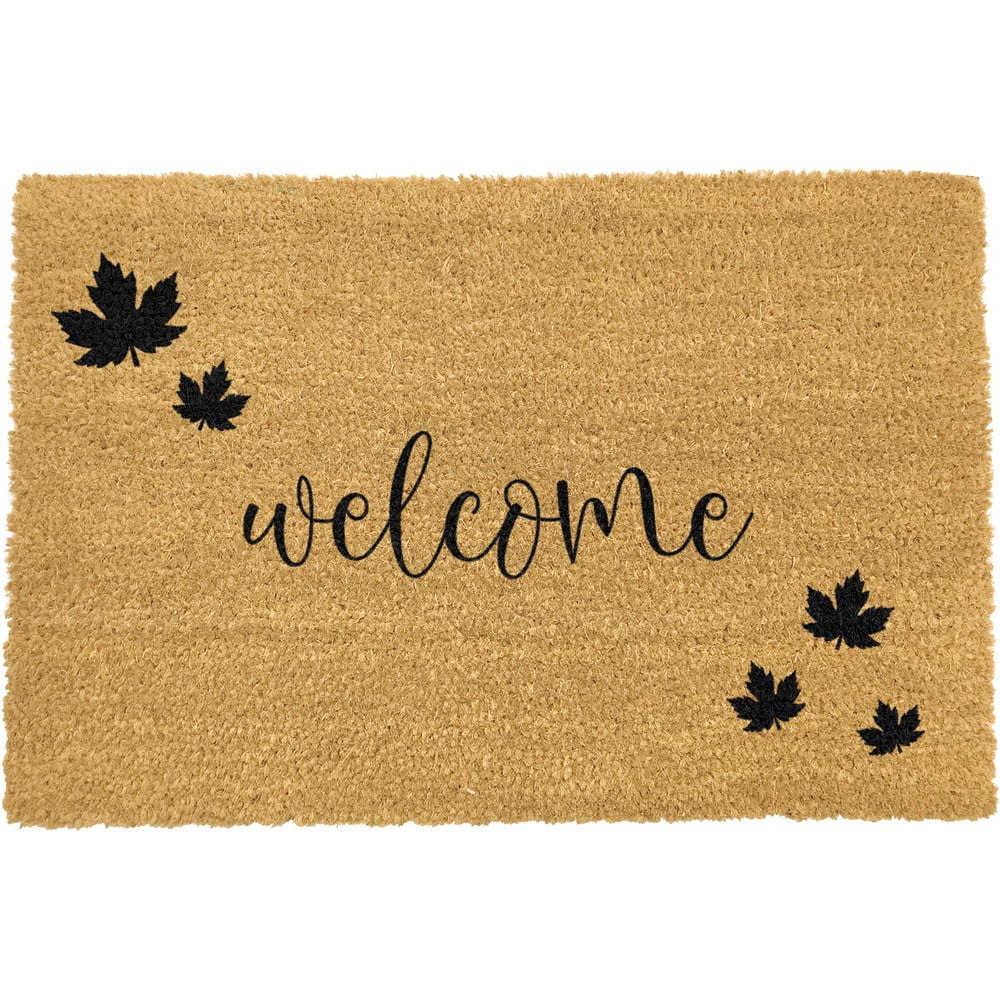 E-shop Čierna rohožka z prírodného kokosového vlákna Artsy Doormats Welcome Autumn, 40 x 60 cm