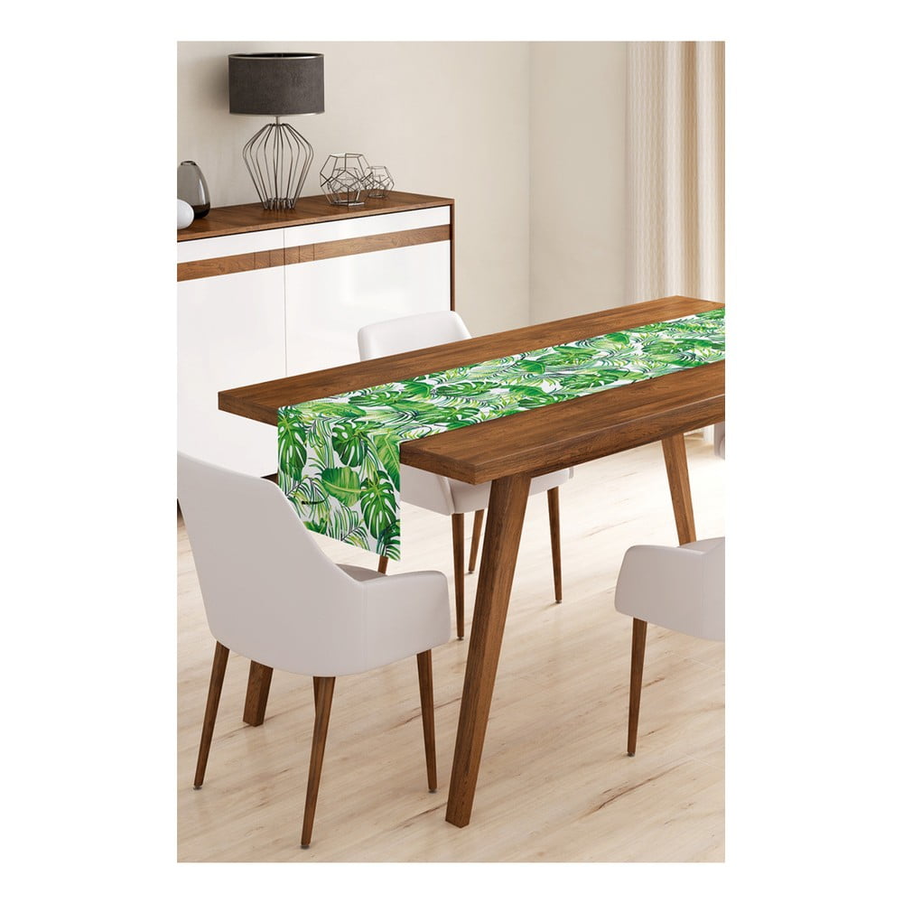 E-shop Behúň na stôl z mikrovlákna Minimalist Cushion Covers Green Jungle Leaves, 45 x 140 cm