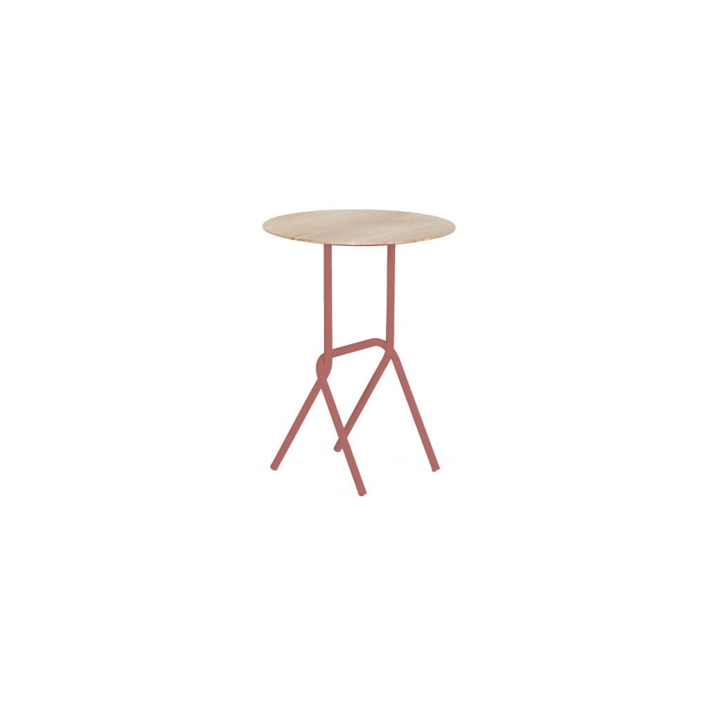 Odkladací stolík s ružovou kovovou konštrukciou HARTÔ Désiré, ⌀ 40 cm