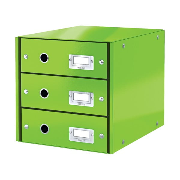 Zelená škatuľa s 3 zásuvkami Leitz Office, 36 x 29 x 28 cm
