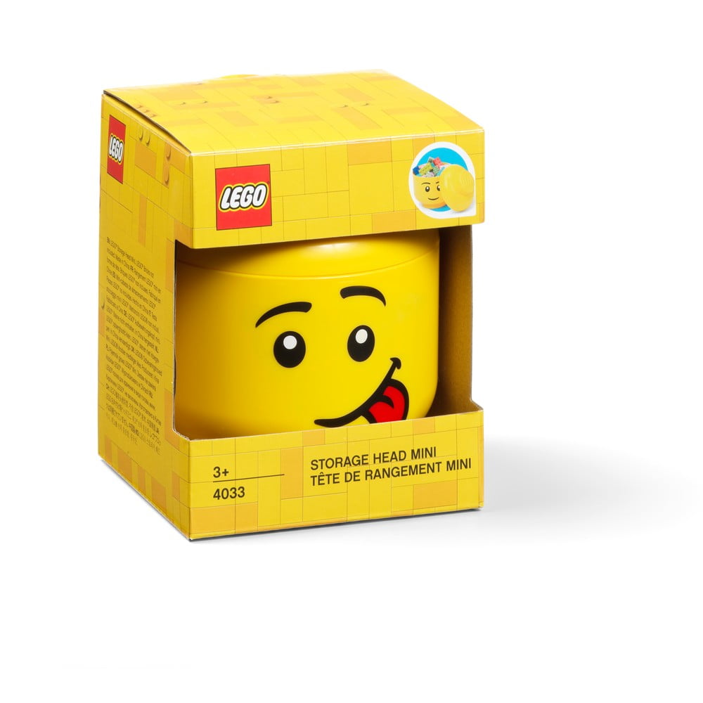 Obrázok Žltá úložná škatuľa v tvare hlavy LEGO® silly, 10,5 x 10,6 x 12 cm