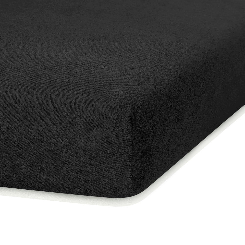 Obrázok Čierna elastická plachta na dvojlôžko AmeliaHome Ruby Black, 220-240 x 220 cm