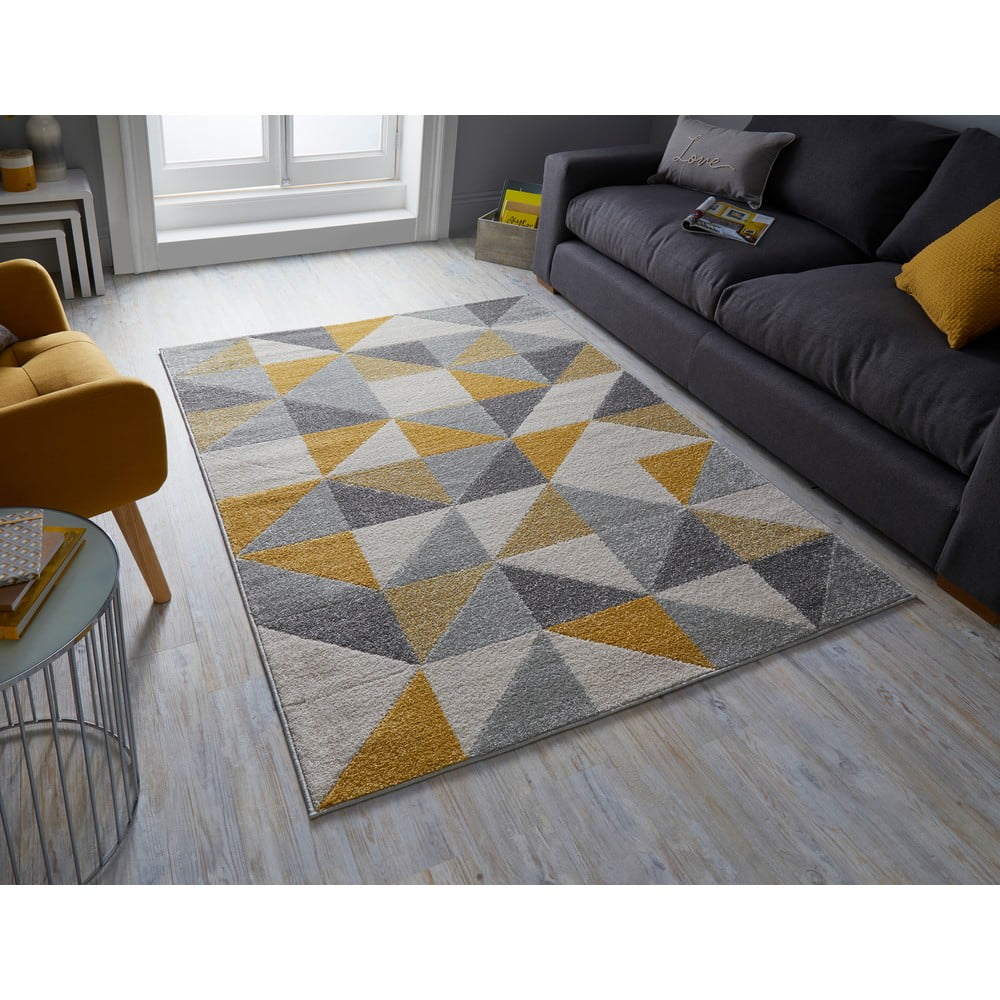 Obrázok Sivo-žltý koberec Flair Rugs Urban Triangle, 100 x 150 cm