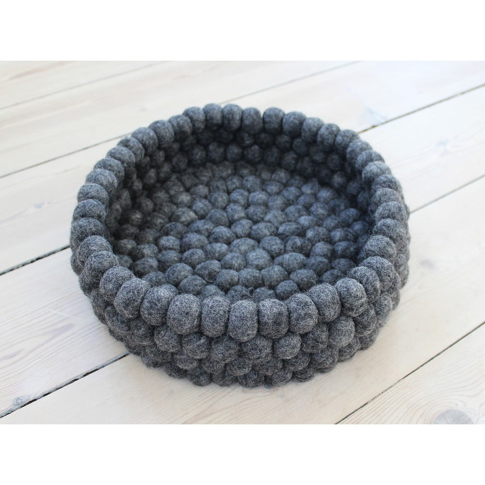 Obrázok Antracitovosivý guľôčkový vlnený úložný košík Wooldot Ball Basket, ⌀ 28 cm