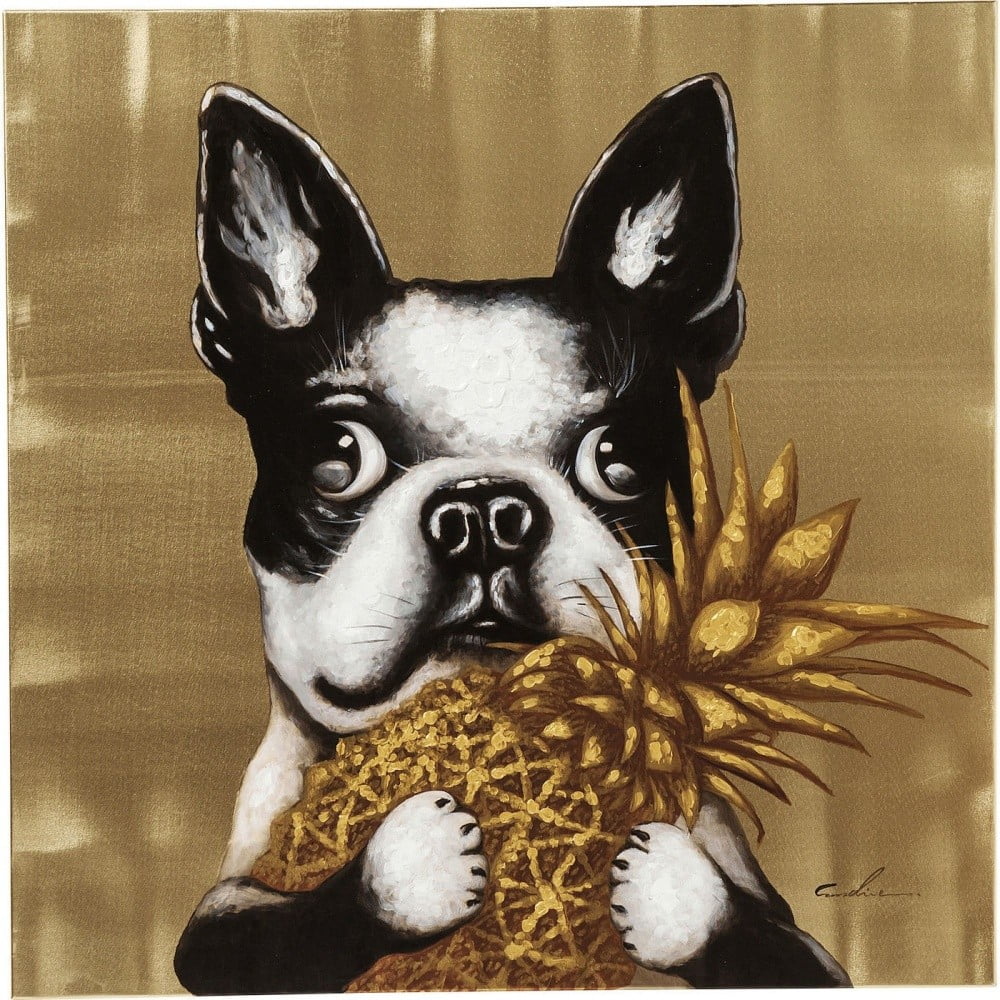 Obrázok Obraz Kare Design Dog with Pineapple, 80 × 80 cm