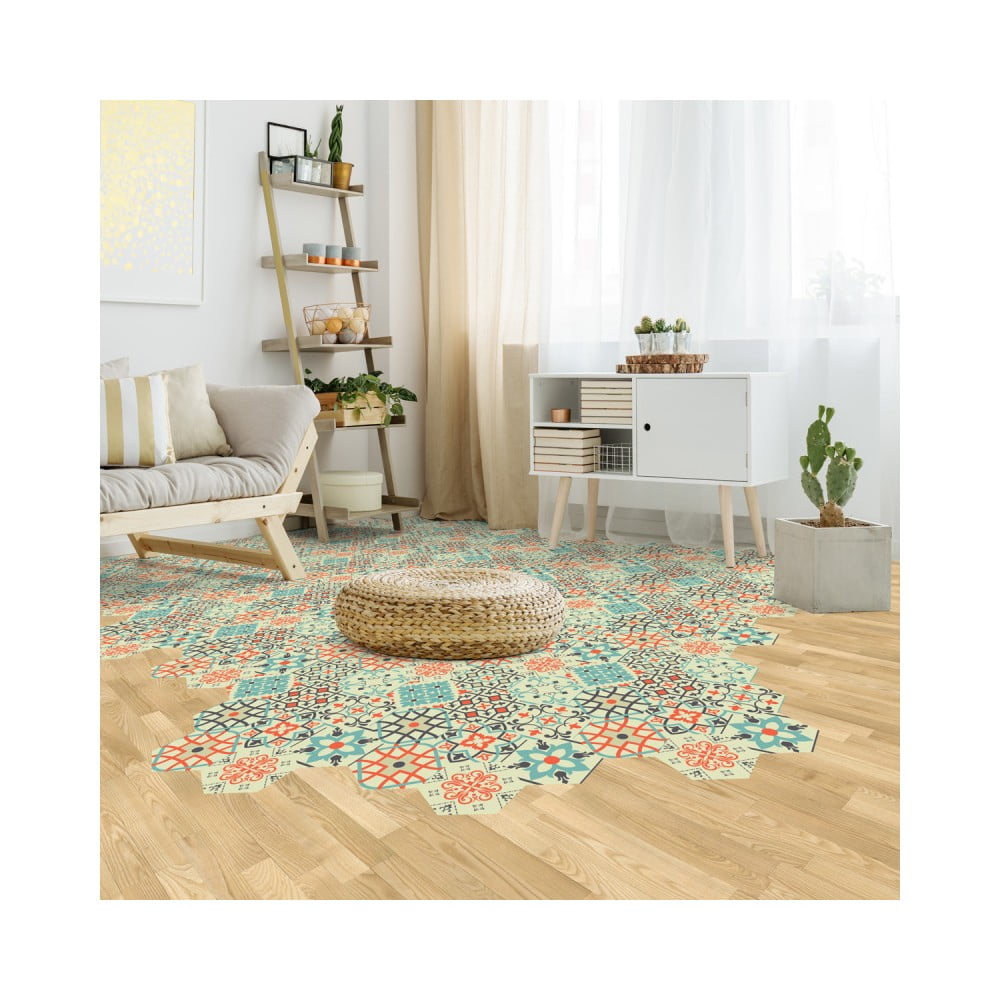 Obrázok Sada 10 samolepiek na podlahu Ambiance Floor Stickers Hexagons Lieva, 40 × 90 cm