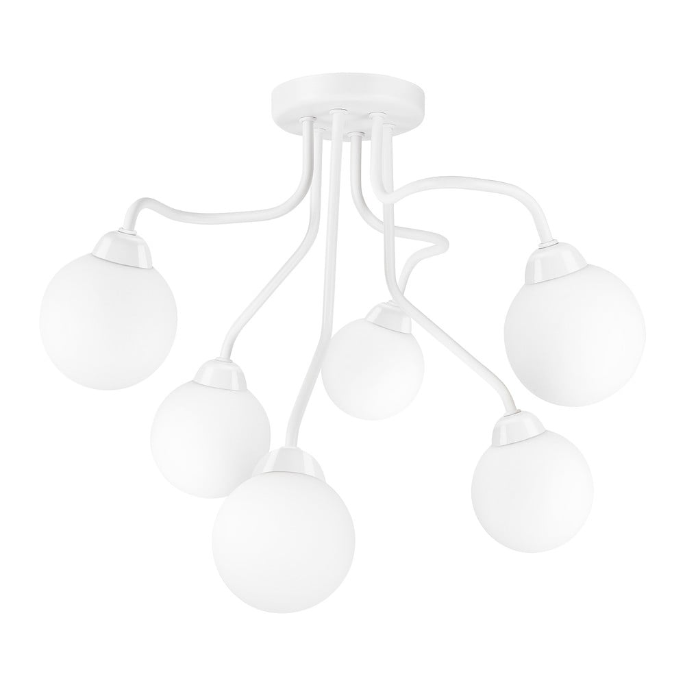 E-shop Biele stropné svietidlo so skleneným tienidlom - LAMKUR