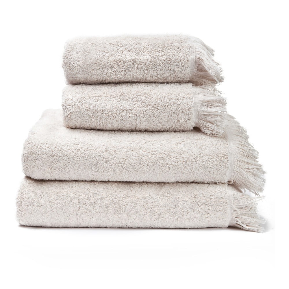 Súprava 2 krémovobielych uterákov a 2 osušiek zo 100% bavlny Bonami, 50 × 90 + 70 × 140 cm