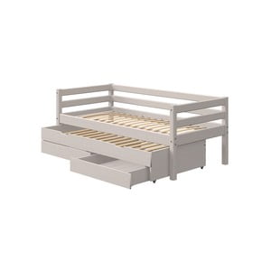 Sivá detská posteľ z borovicového dreva s prídavným výsuvným lôžkom a úložným priestorom Flexa Classic