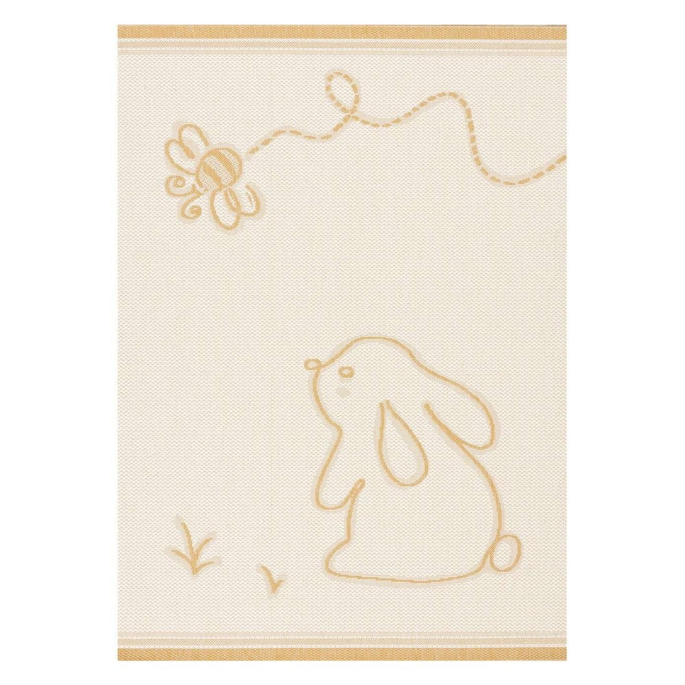E-shop Žlto-béžový antialergénny detský koberec 170x120 cm Rabbit and Bee - Yellow Tipi
