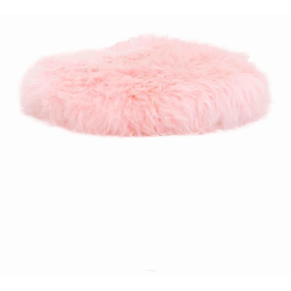 E-shop Ružový sedák z ovčej kožušiny Native Natural Round, ⌀ 40 cm