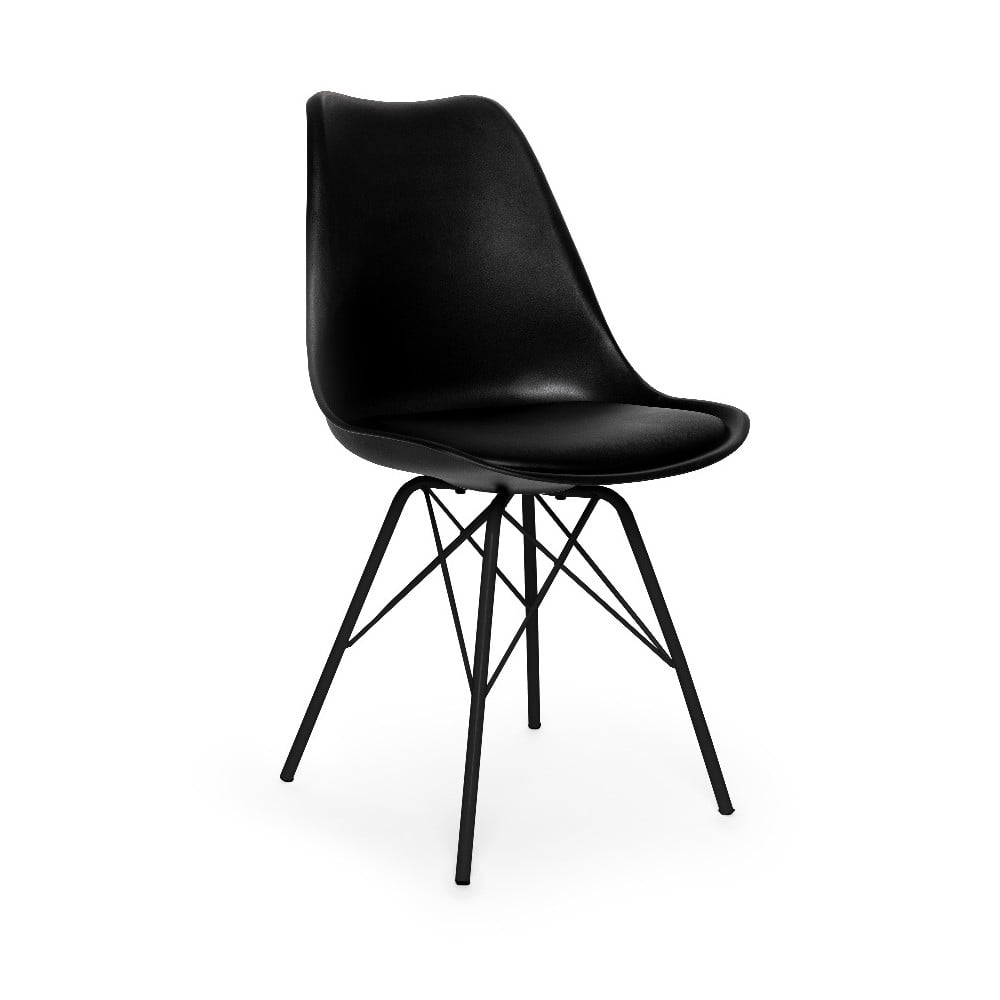 E-shop Súprava 2 čiernych stoličiek s čiernou kovovou podnožou Bonami Essentials Eco