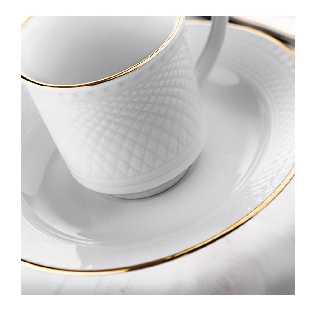 Obrázok Sada 6 porcelánových hrnčekov s tanierikom Kutahya Gold Line, 80 ml