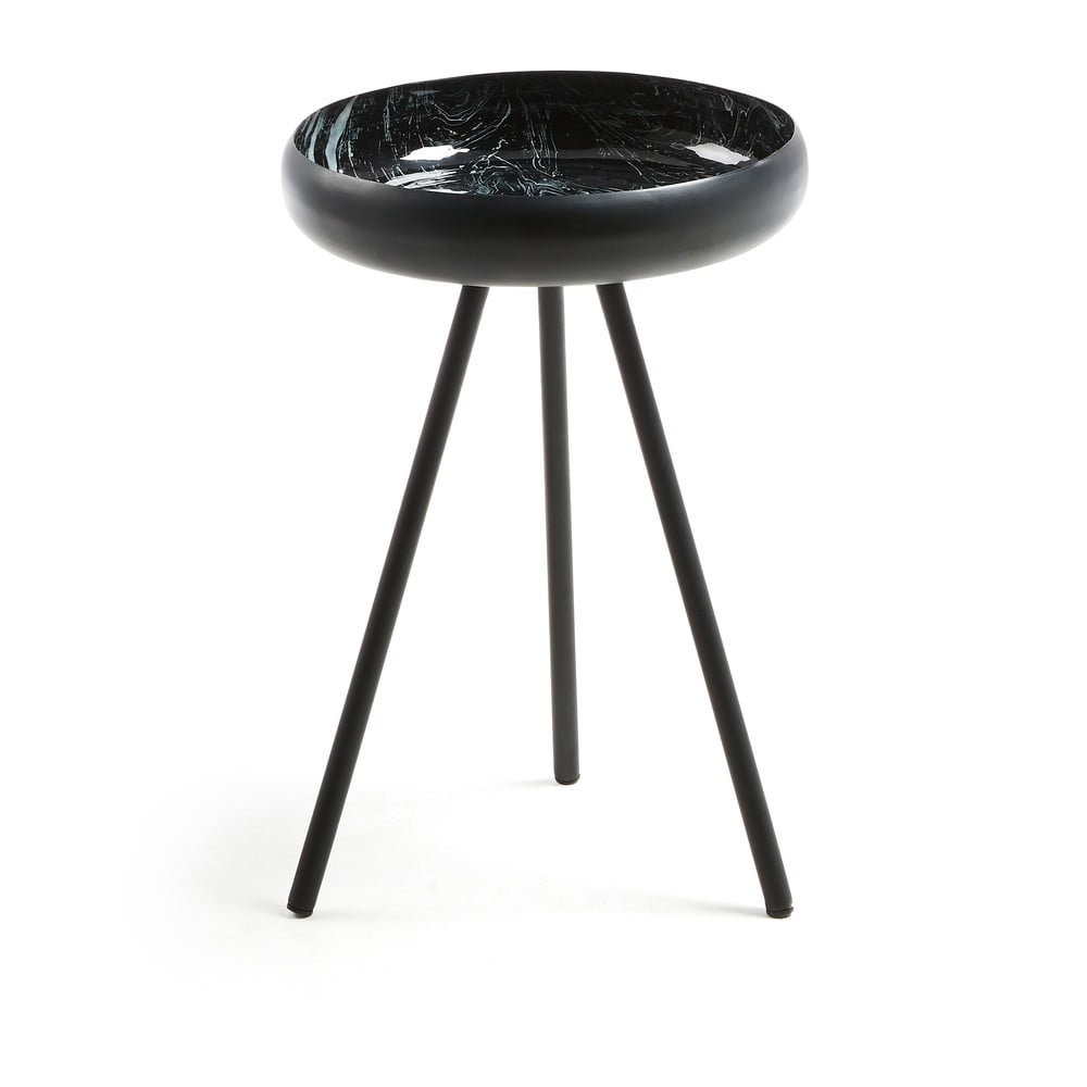 E-shop Čierny odkladací stolík Kave Home Reuber, ø 36 cm
