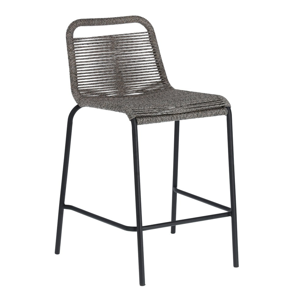 E-shop Sivá barová stolička s oceľovou konštrukciou Kave Home Glenville, výška 62 cm