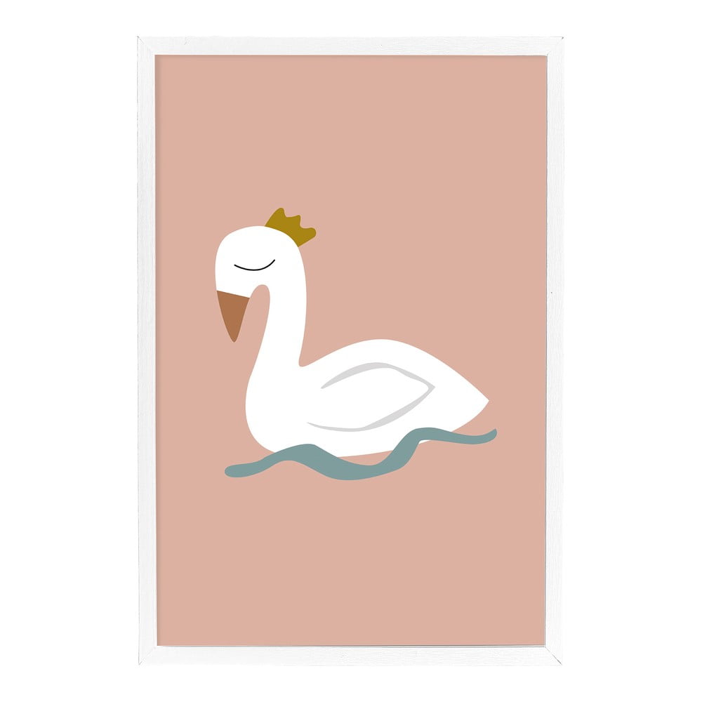 E-shop Nástenný plagát v bielom ráme Bloomingville Mini Xander Swan, 45 x 65 cm