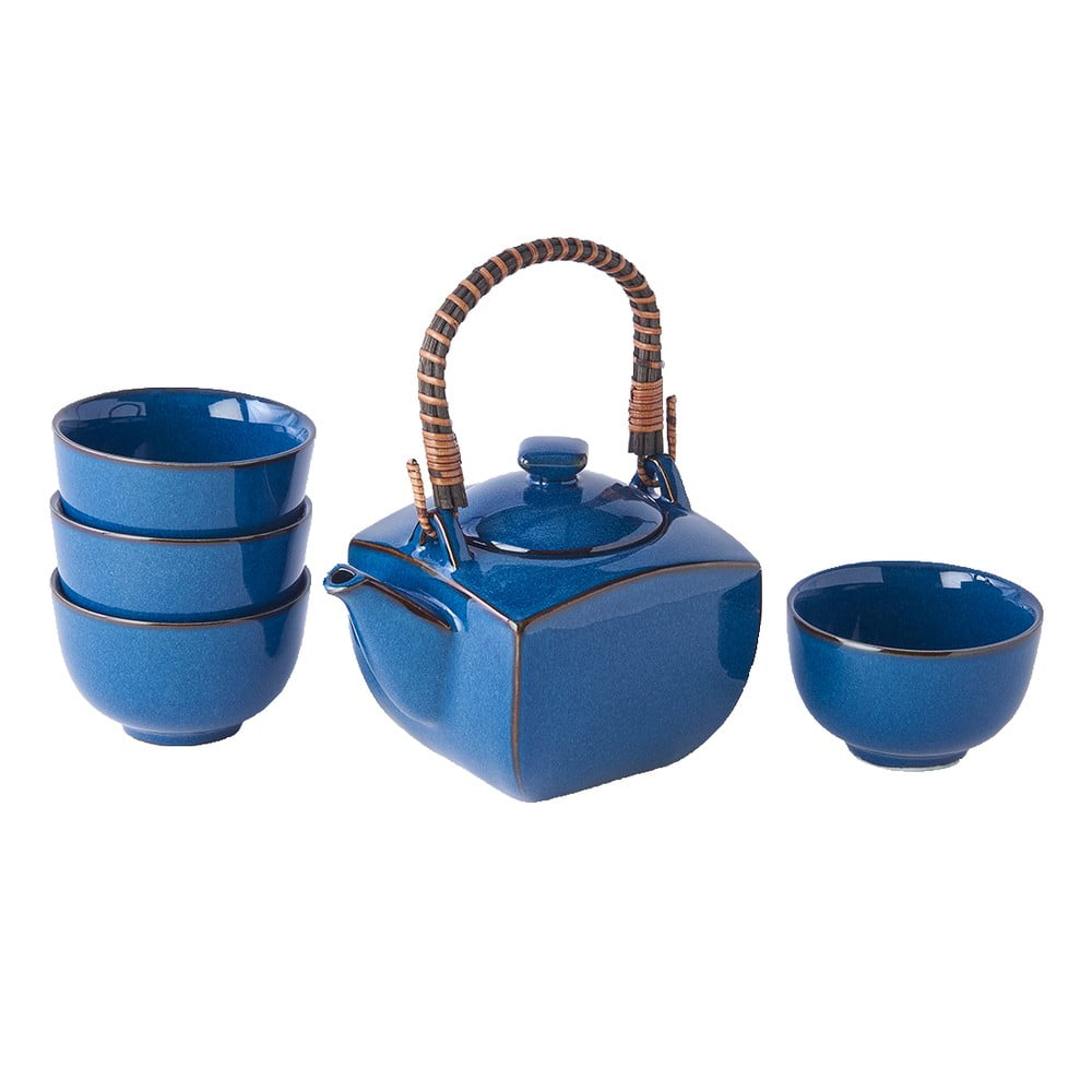 E-shop 5-dielny modrý čajový set z keramiky MIJ