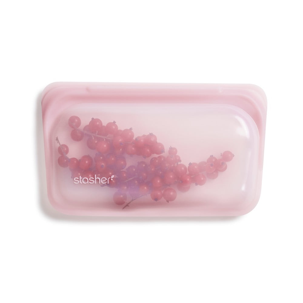 E-shop Ružové desiatové vrecúško Stasher Snack, 290 ml
