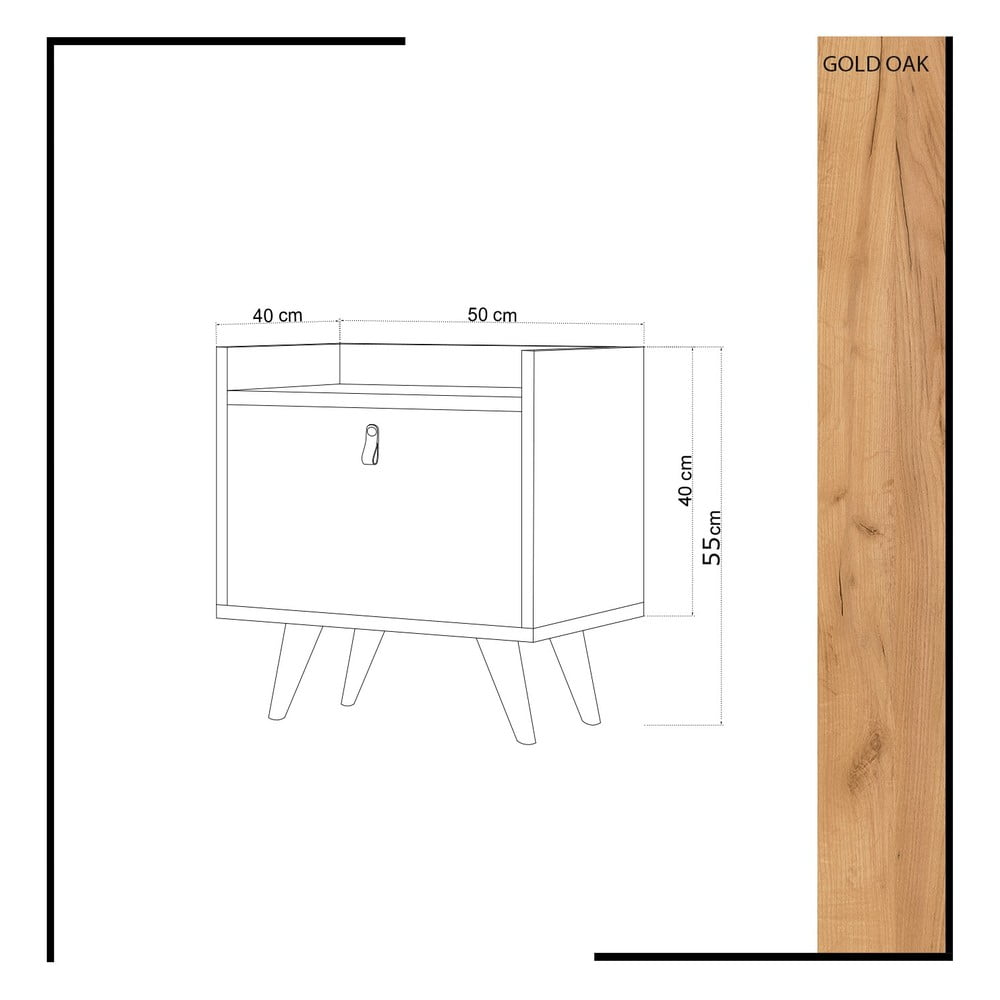Obrázok Nočný stolík s dubovým dekorom Doppo