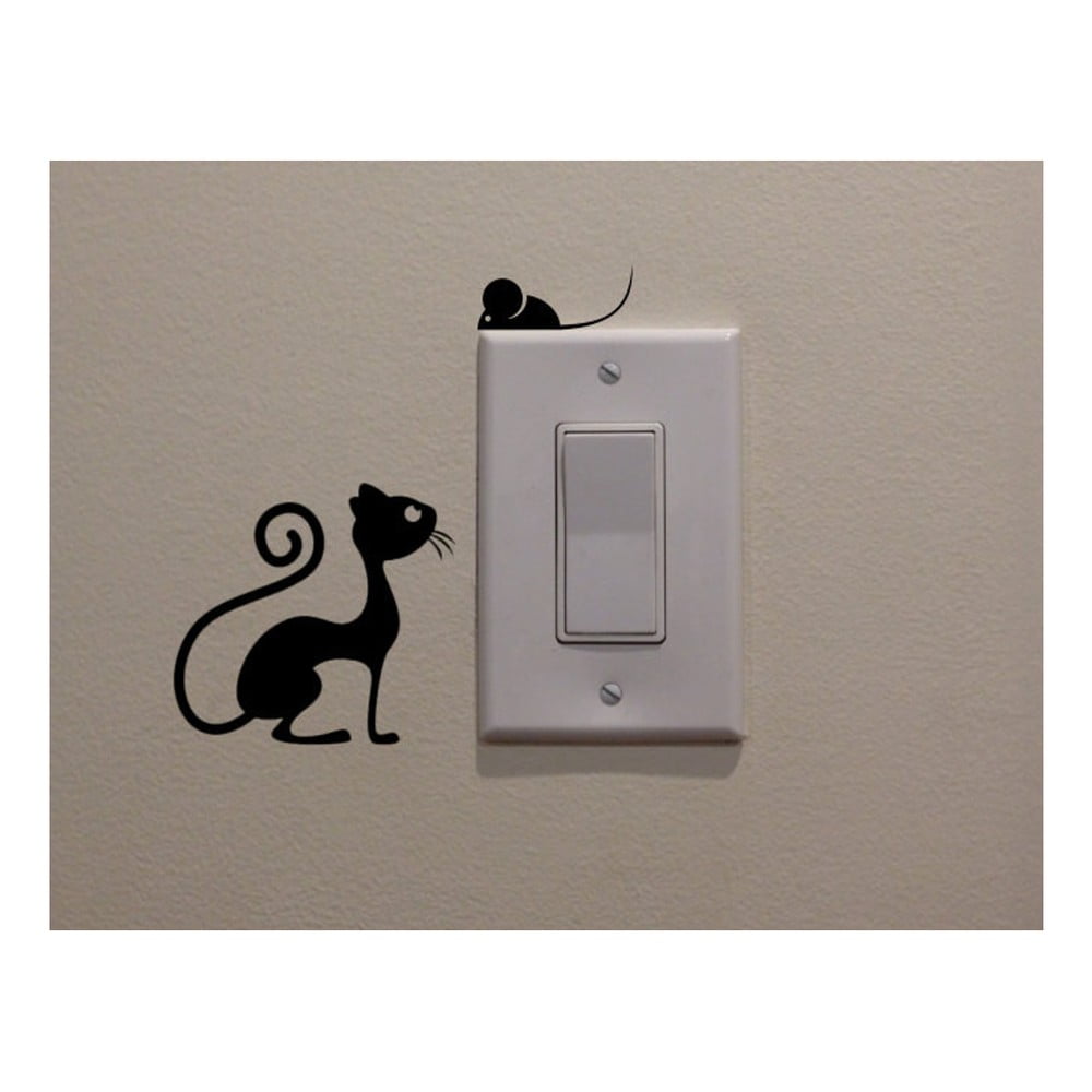 E-shop Dekoratívna samolepka Cat & Mouse, výška 11 cm